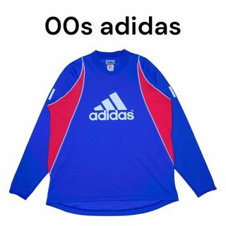 約60cm裄丈00s adidasパフォーマンスロゴビッグプリントゲームシャツアディダス