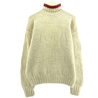 ラルフローレン(Ralph Lauren)の古着 90年代 ラルフローレン Ralph Lauren POLO by Ralph Lauren HAND KNIT ハンドニット スノー柄 雪柄 タートルネック ノルディックセーター メンズL ヴィンテージ /eaa344540(ニット/セーター)