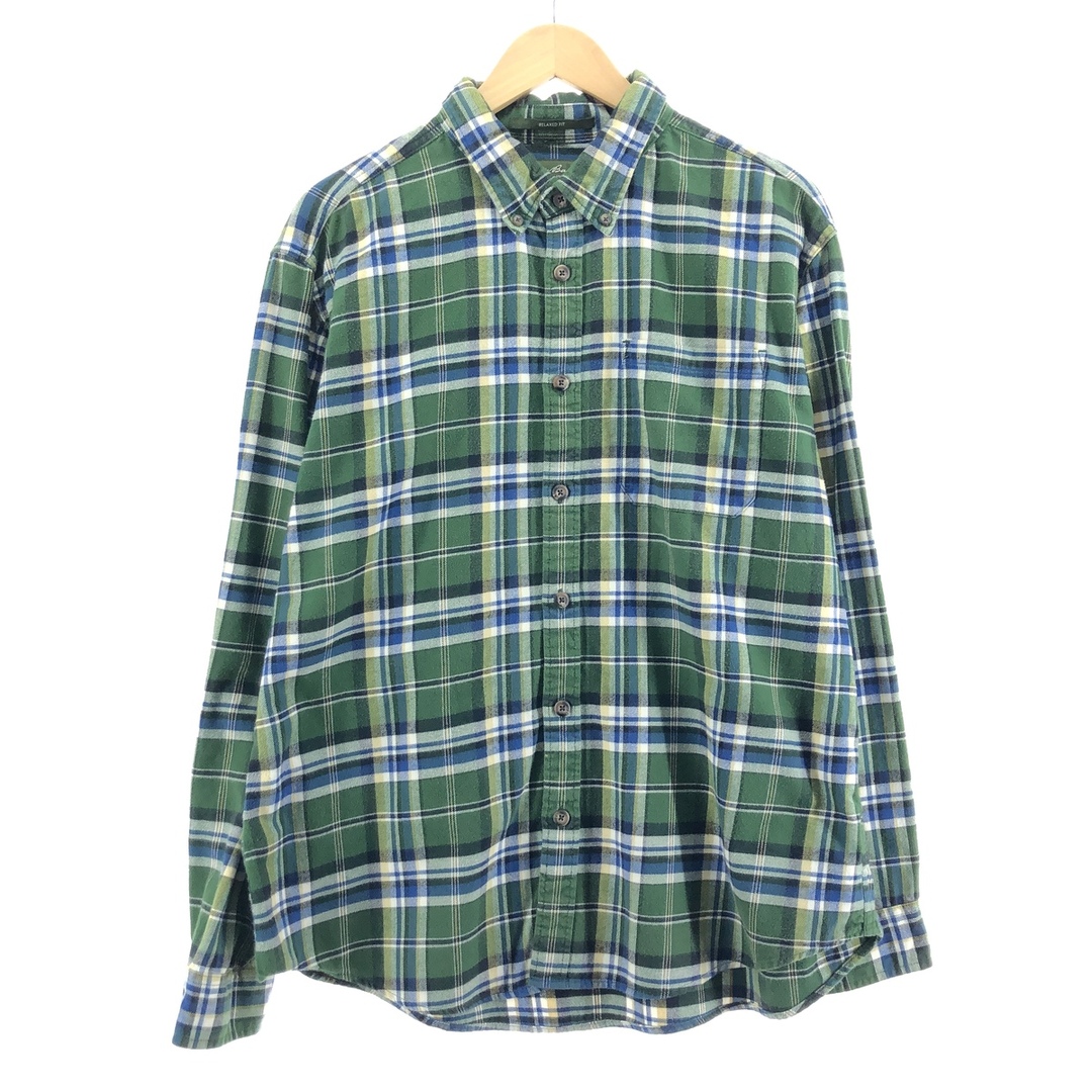 エルエルビーン L.L.Bean RELAXED FIT 長袖 ボタンダウン ヘビーネルチェックシャツ メンズL /eaa385415