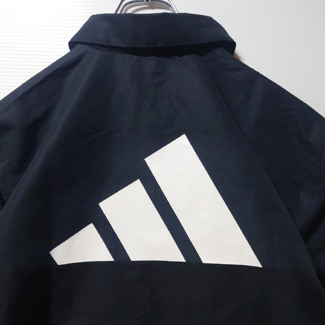 【バックロゴ】adidas★コーチジャケット★スポーツウェア★ブルゾン★黒3XL