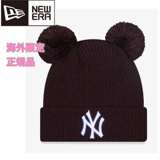 ニューエラー(NEW ERA)のニューエラ NY ニット帽 ビーニー ポンポン レディース チョコ キャップ(ニット帽/ビーニー)