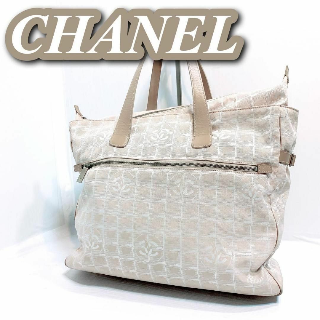 シャネル トートバッグ CHANEL 高級 人気 ベージュ 革 ナイロン