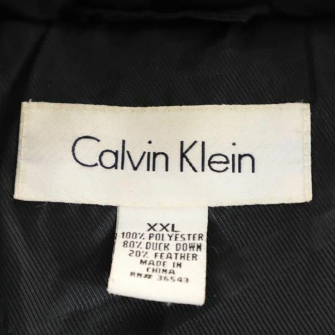 カルバンクライン 長袖 ダウンジャケット XXL ブラック Calvin Klein ビッグサイズ ファー フード メンズ 古着 【231024】