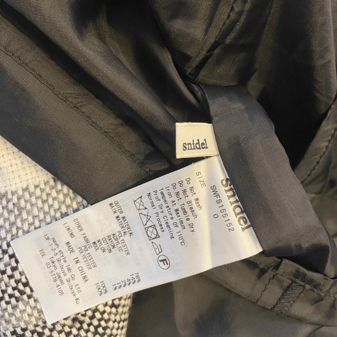 SNIDEL(スナイデル)のSNIDEL シャギーチェックミニスカート　ブラック/ホワイト　0 レディースのスカート(ミニスカート)の商品写真