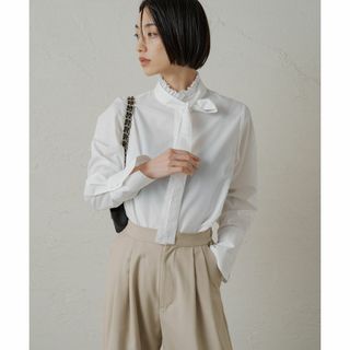 ラウンジドレス(Loungedress)のLoungedress　ストライプハイネックシャツ　ホワイト(シャツ/ブラウス(長袖/七分))