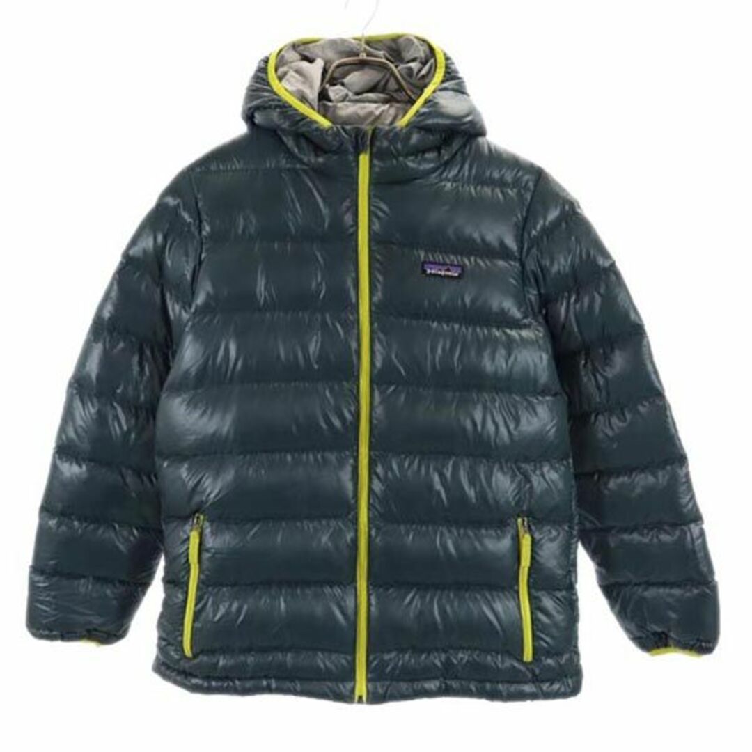 パタゴニア アウトドア ダウンパーカ XL（14） グリーン系 patagonia ロゴ キッズ  【231024】