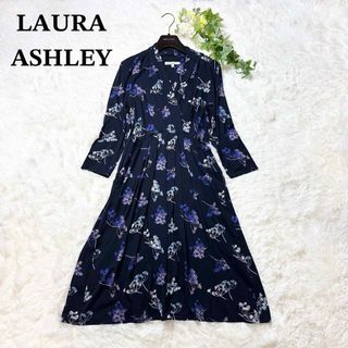 ローラアシュレイ(LAURA ASHLEY)のꕤ ローラアシュレイ カシュクール風 ストレッチワンピース 花柄 レーヨン(ひざ丈ワンピース)