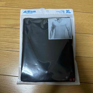 ユニクロ(UNIQLO)のユニクロ　エアリズム　VネックT 半袖 ブラック MEN XL 2枚(Tシャツ/カットソー(半袖/袖なし))