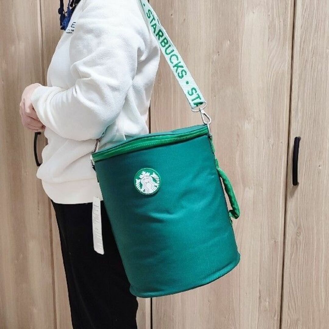 スターバックス★保温 保冷バッグ サイレン グリーン 筒型 クーラーバッグ