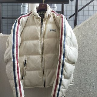 アメリカ製 Schott 38 ショット M レザーダウンジャケットHH9153