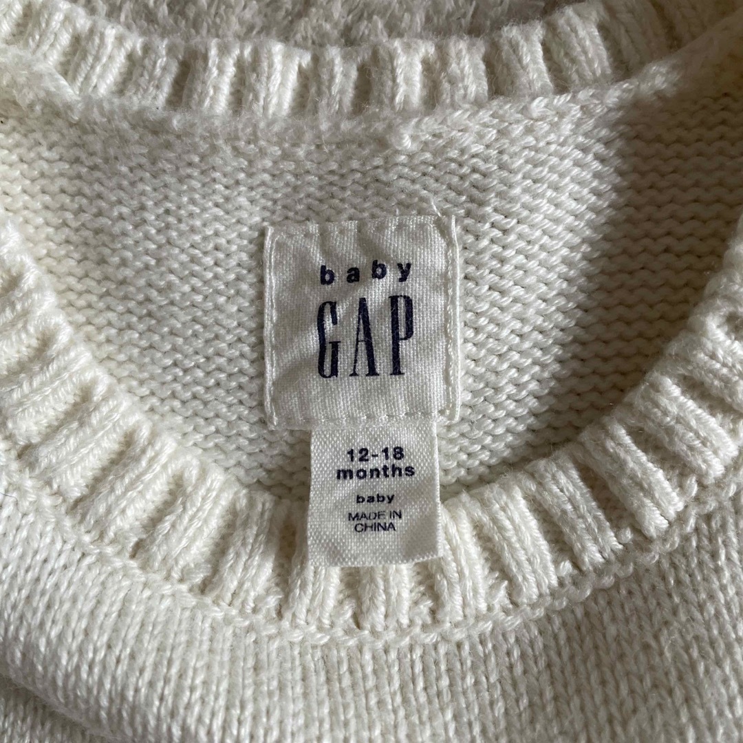 babyGAP(ベビーギャップ)のbeby GAP 半袖ニット&チュールワンピース　パーティドレス　ホワイト　80 キッズ/ベビー/マタニティのベビー服(~85cm)(ワンピース)の商品写真
