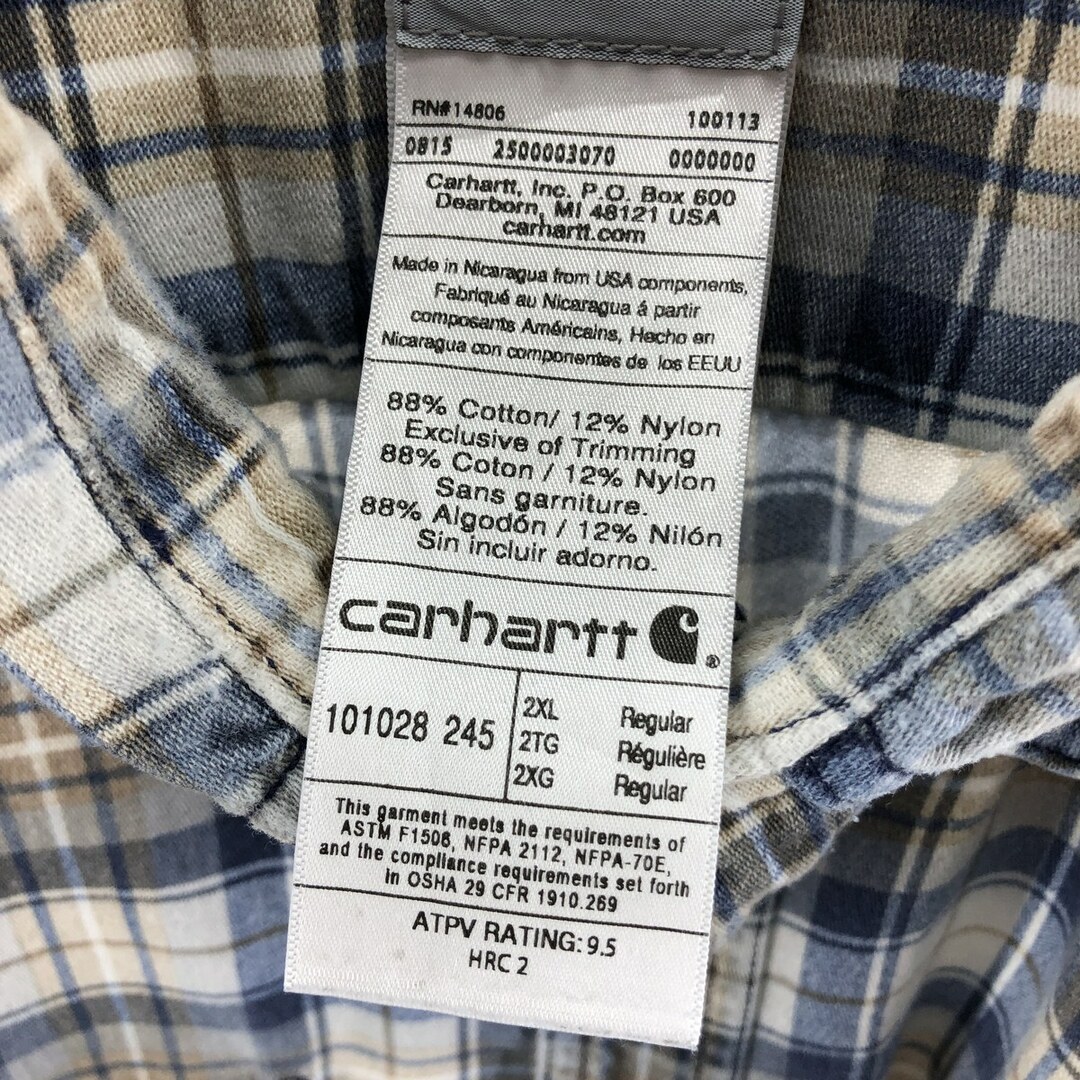 carhartt(カーハート)の古着 カーハート Carhartt FRシリーズ 長袖 ボタンダウン フランネルチェックシャツ メンズXXL /eaa384956 メンズのトップス(シャツ)の商品写真