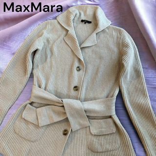 マックスマーラ(Max Mara)のマックスマーラ カシミヤ アンゴラ混 ニットカーディガン M~L ベルト(ガウンコート)