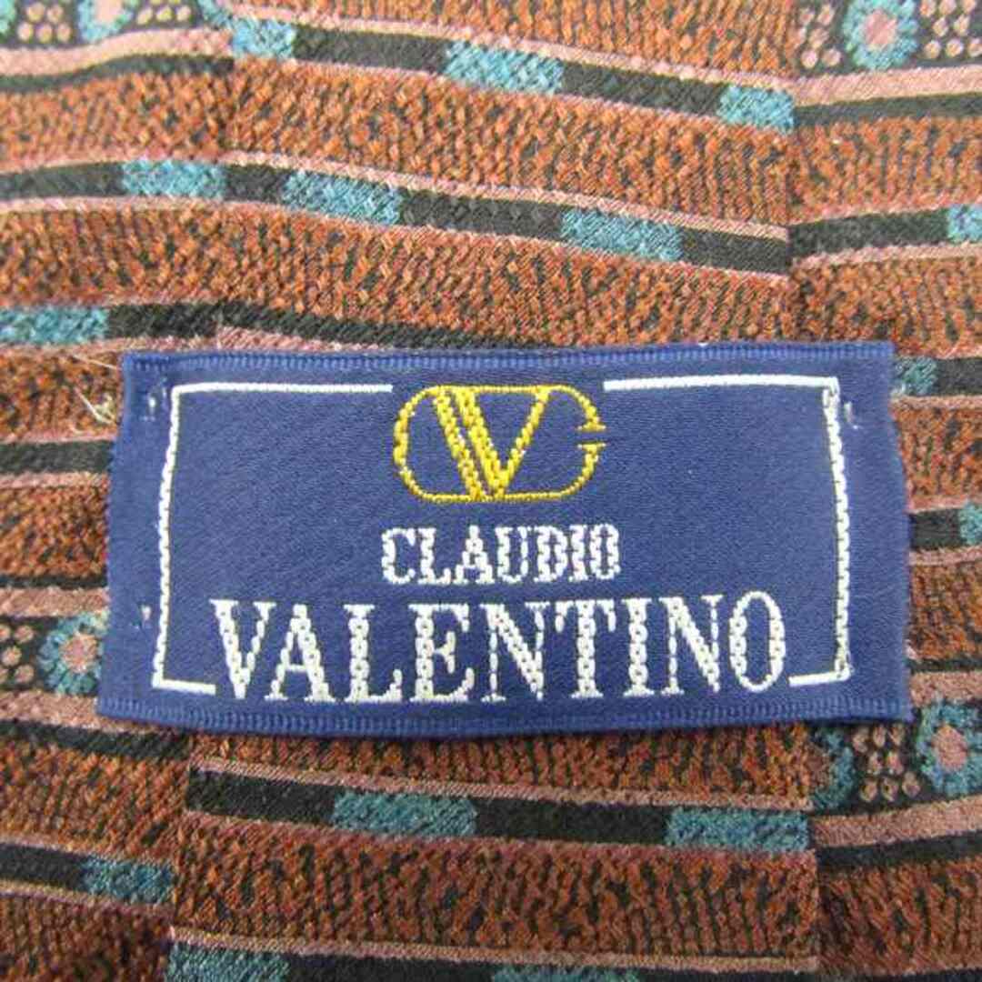 VALENTINO(ヴァレンティノ)のヴァレンチノ ブランドネクタイ ボーダー柄 幾何学模様 シルク イタリア製 メンズ ブラウン Valentino メンズのファッション小物(ネクタイ)の商品写真
