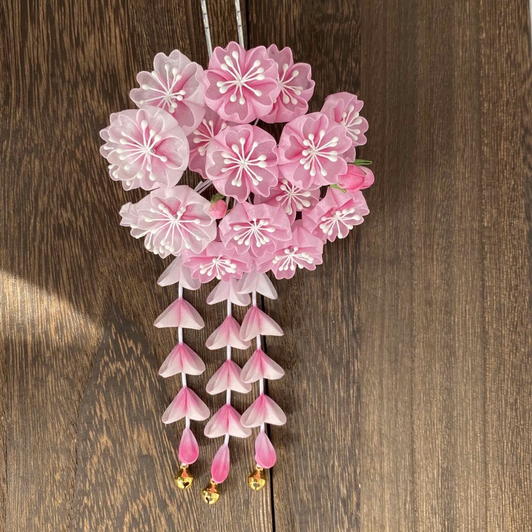 つまみ細工 髪飾り 桜のかんざし　簪　ピンク　七五三　成人式　卒業式