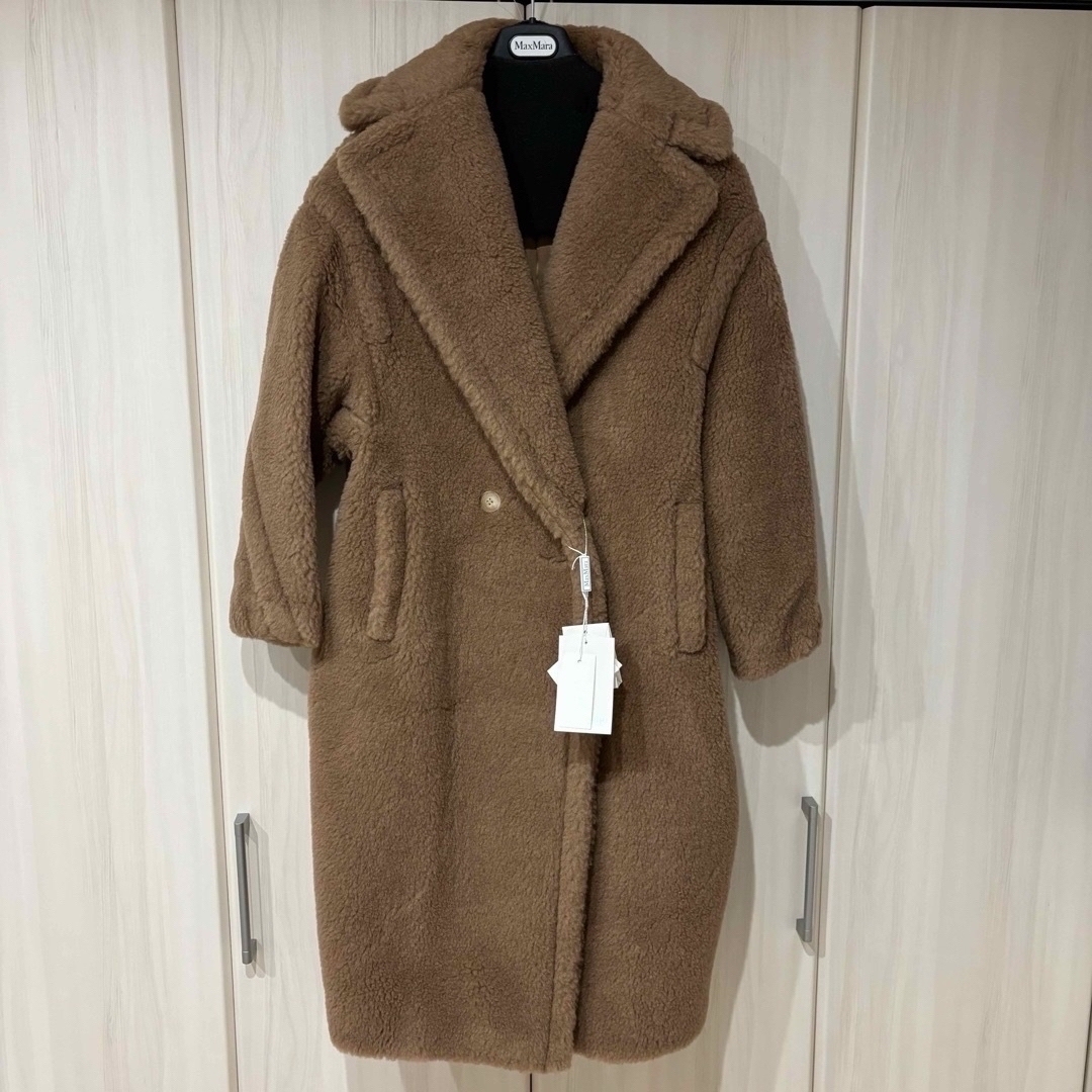 Max Mara リアルファー ダブルブレストコート キャメルベージュ