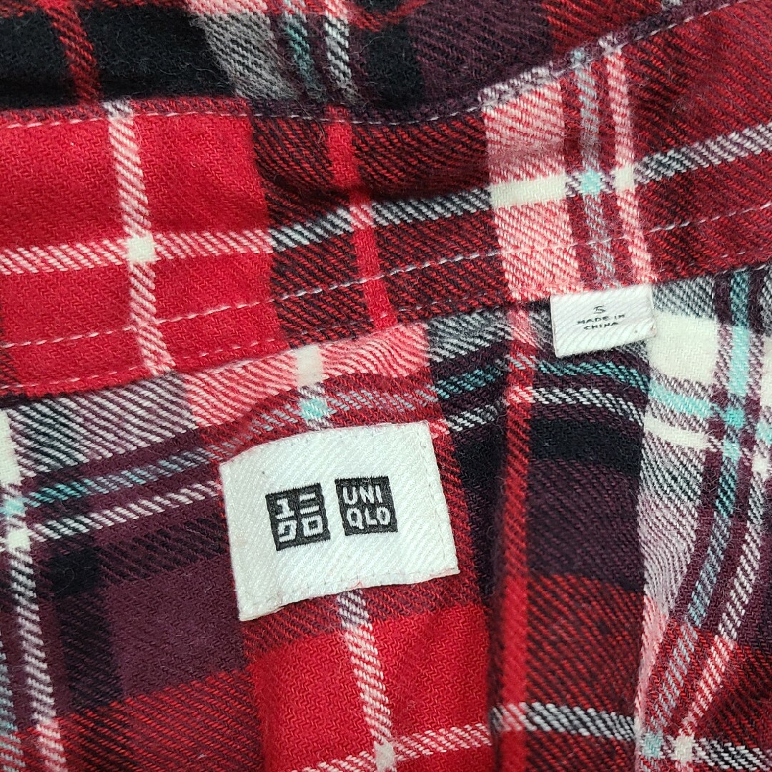 UNIQLO ユニクロ チェックシャツ ワンピース S ブラウス レディースのトップス(シャツ/ブラウス(長袖/七分))の商品写真