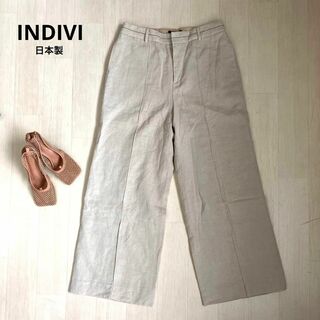 インディヴィ(INDIVI)のINDIVI インディヴィ　パンツ　日本製　ベージュ　ポケット付き　カジュアル(カジュアルパンツ)