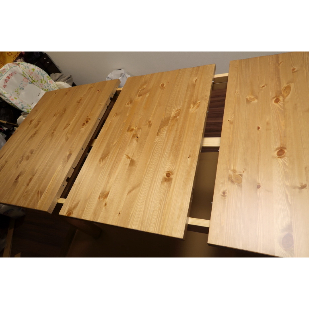 IKEA ビュースタ ダイニング 伸長式 テーブル 机 ナチュラル おしゃれ 木