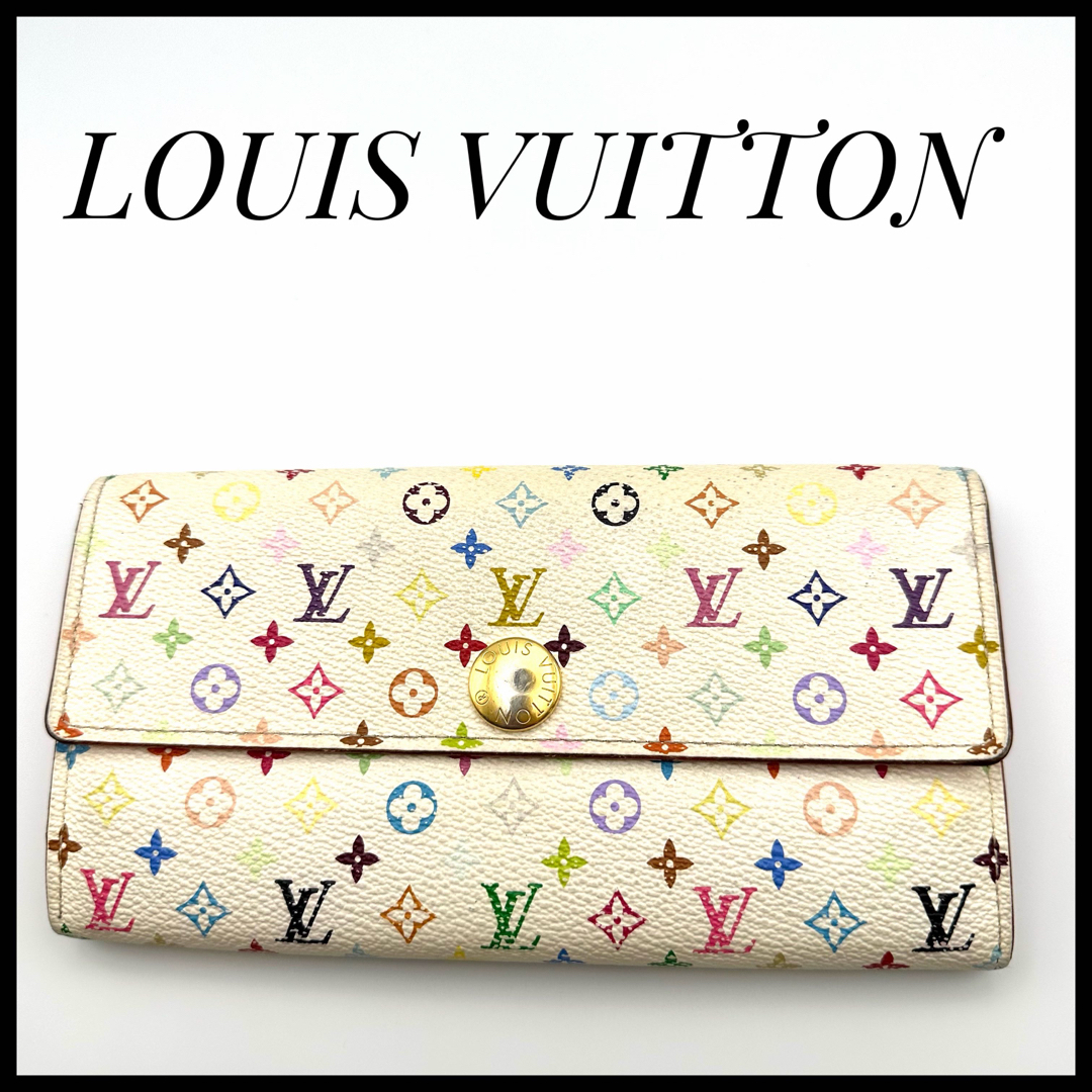 財布　長財布　LOUIS VUITTON ヴィトン　白　モノグラム　本革