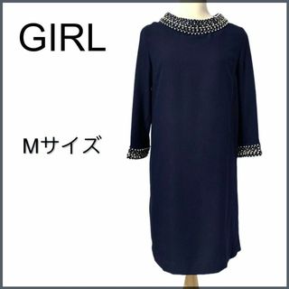 ガール(GIRL)のGIRL⭐️ビジュー&ラインストーン付き 膝丈ワンピース⭐️M(その他)