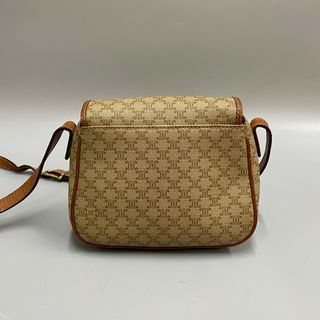 美品 希少品 CELINE セリーヌ マカダム ブラゾン トリオンフ ロゴ レザー 本革 ミニ ショルダーバッグ ポシェット ブラウン 茶 17795