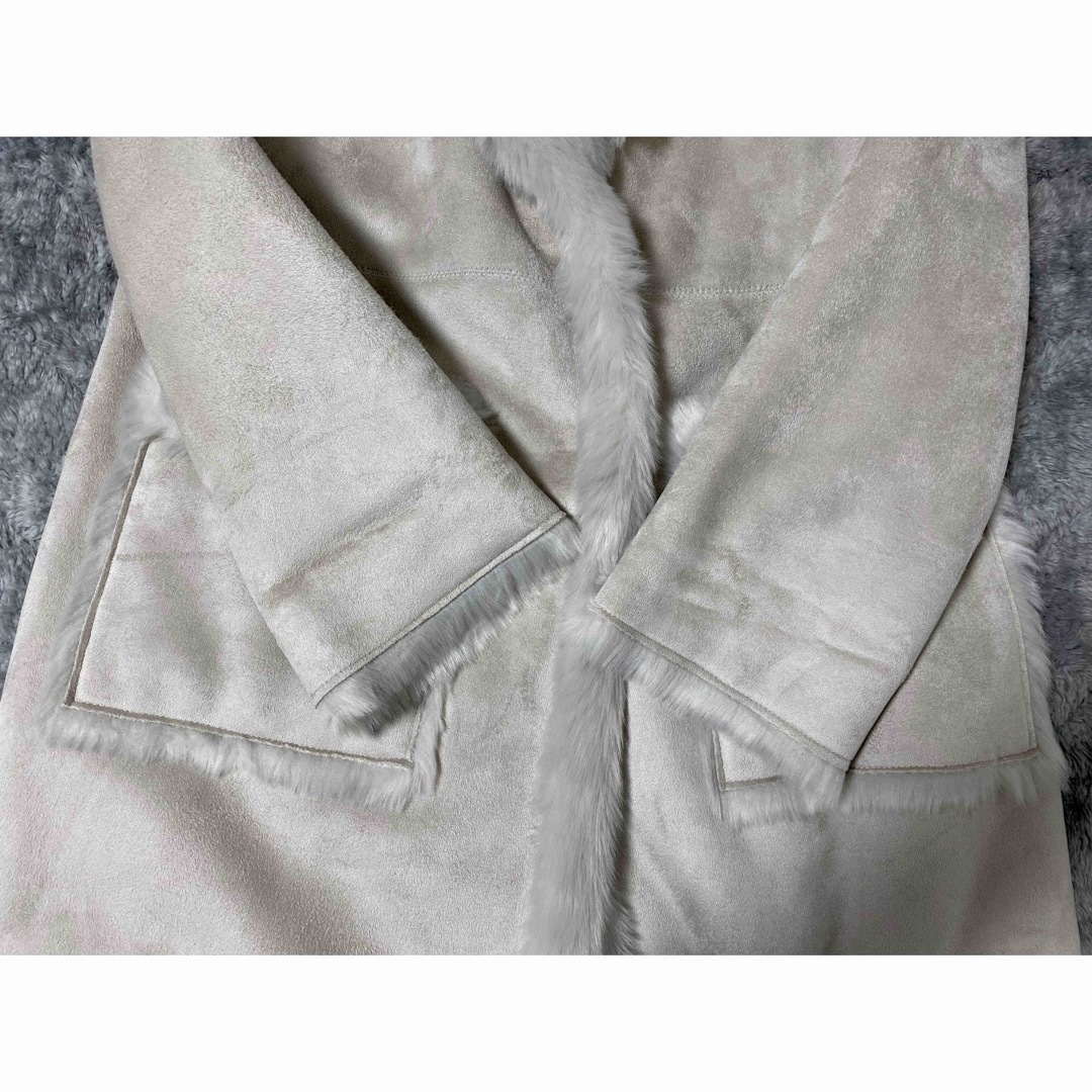 リリーブラウン ロングムートンコート 冬服 S 小さいサイズ ピンクベージュ