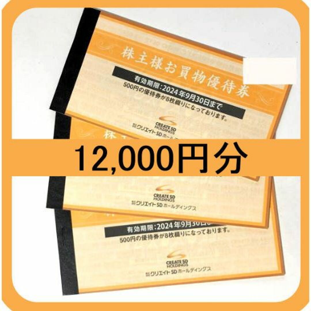 12000円分) クリエイトSD 株主優待券 ～2024.9.30 最新です-