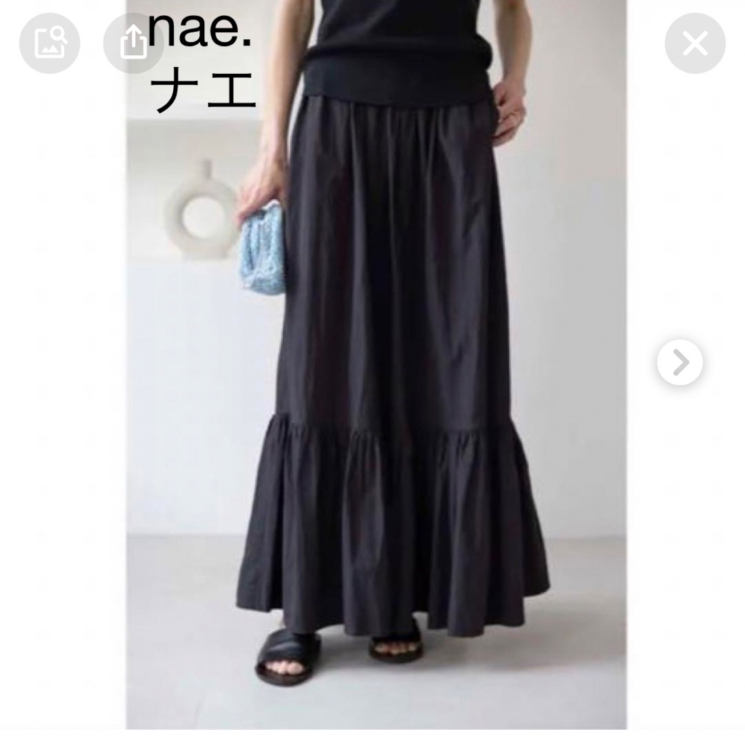 na.e ナエ Gather Light Skirt ロングスカート　黒