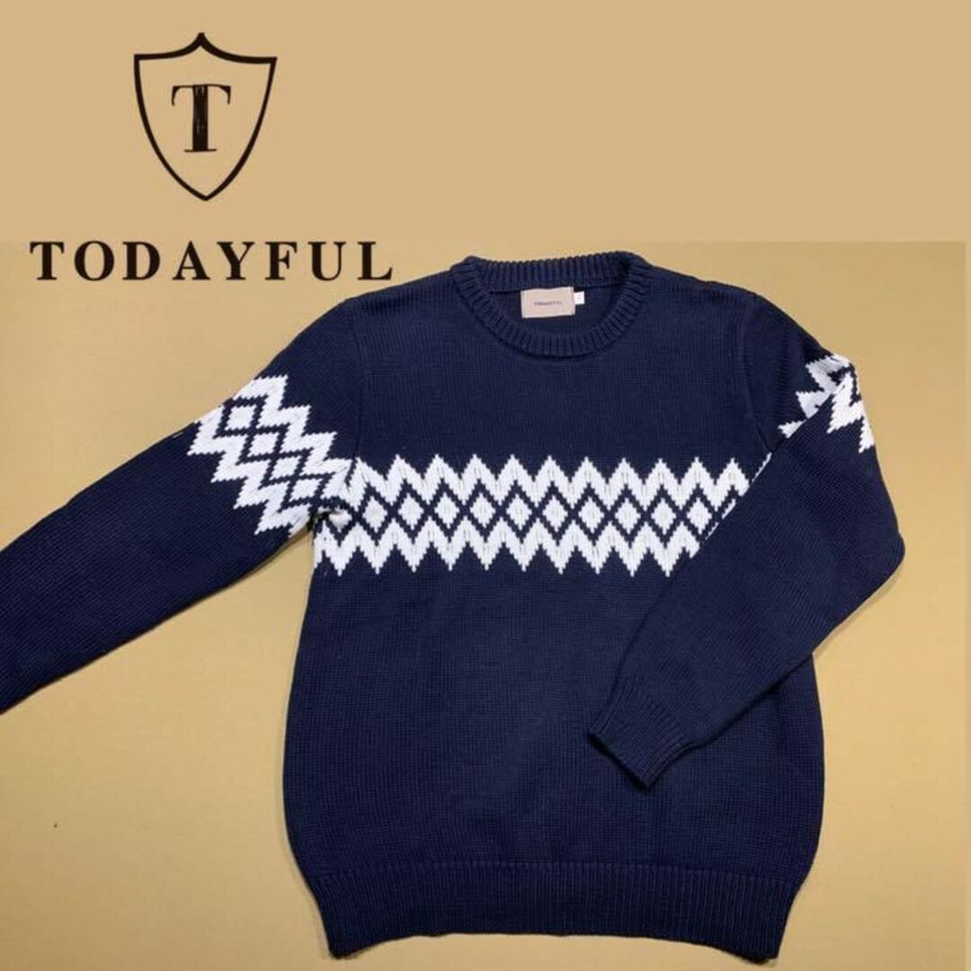 TODAYFUL(トゥデイフル)の⭐️トゥデイフル⭐️ノルディック風⭐️コットンニット⭐️ネイビー⭐️送料込み⭐️ レディースのトップス(ニット/セーター)の商品写真