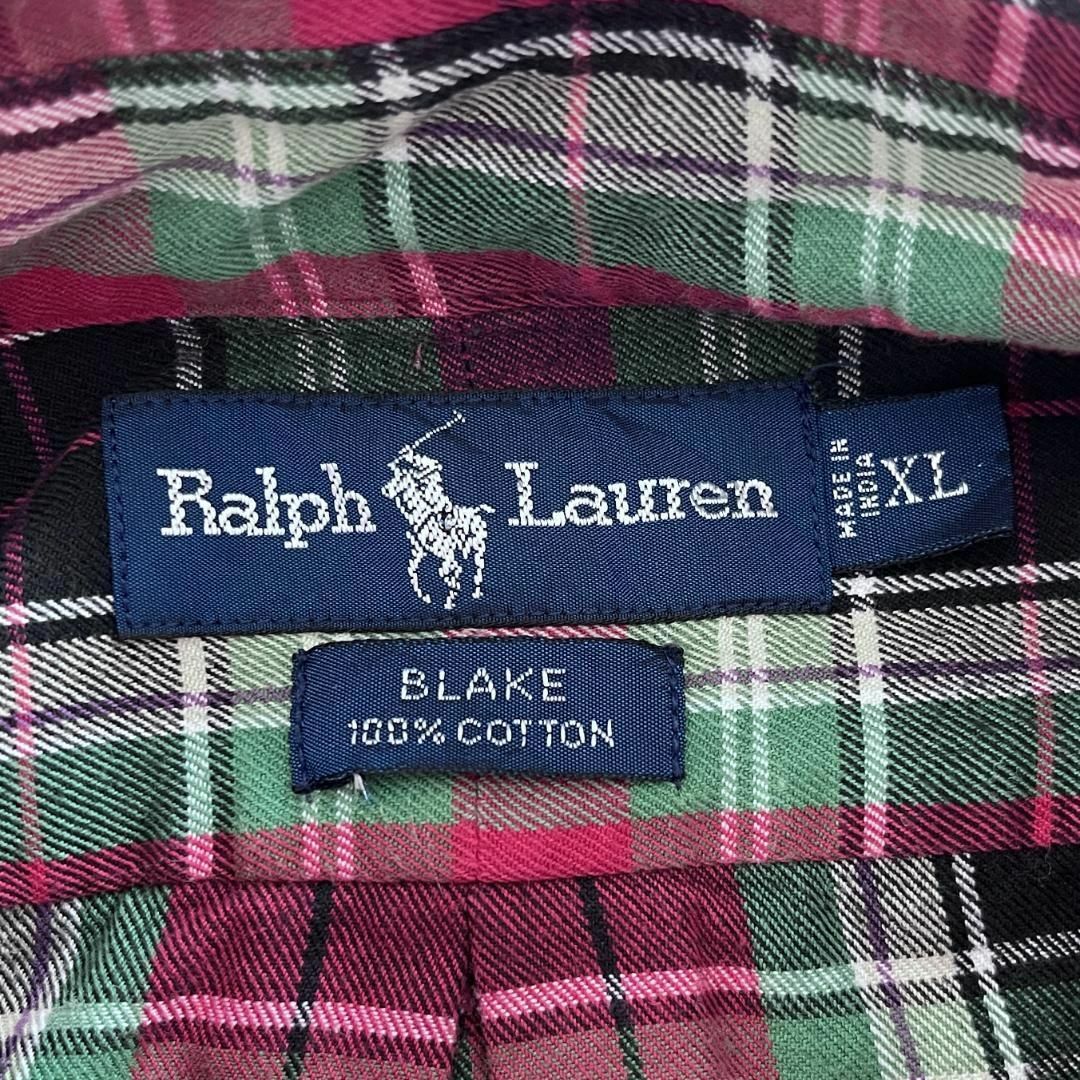 ラルフローレン　BLAKE　チェックシャツ　　レッド　グリーン　XL