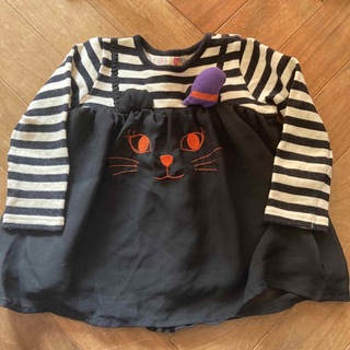 フタフタ(futafuta)のfutafuta ハロウィン 黒猫 長袖 トップス  90(Tシャツ/カットソー)