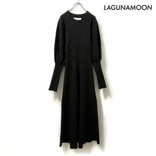 ラグナムーン(LagunaMoon)のLAGUNAMOON ラグナムーン★ボレロスリーブニットワンピース チャコール(ロングワンピース/マキシワンピース)