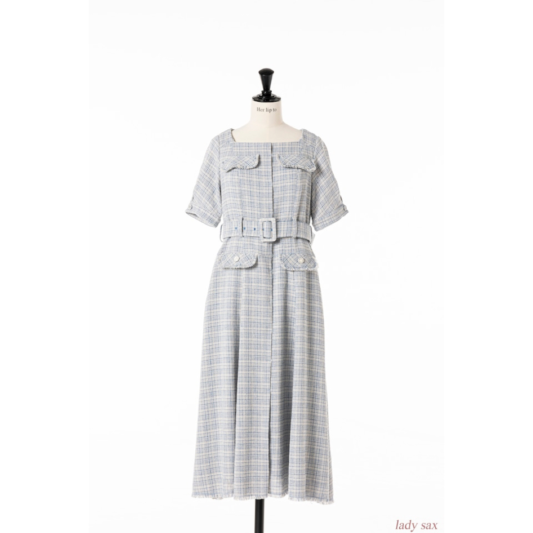 herlipto Classic Tweed Belted Dress