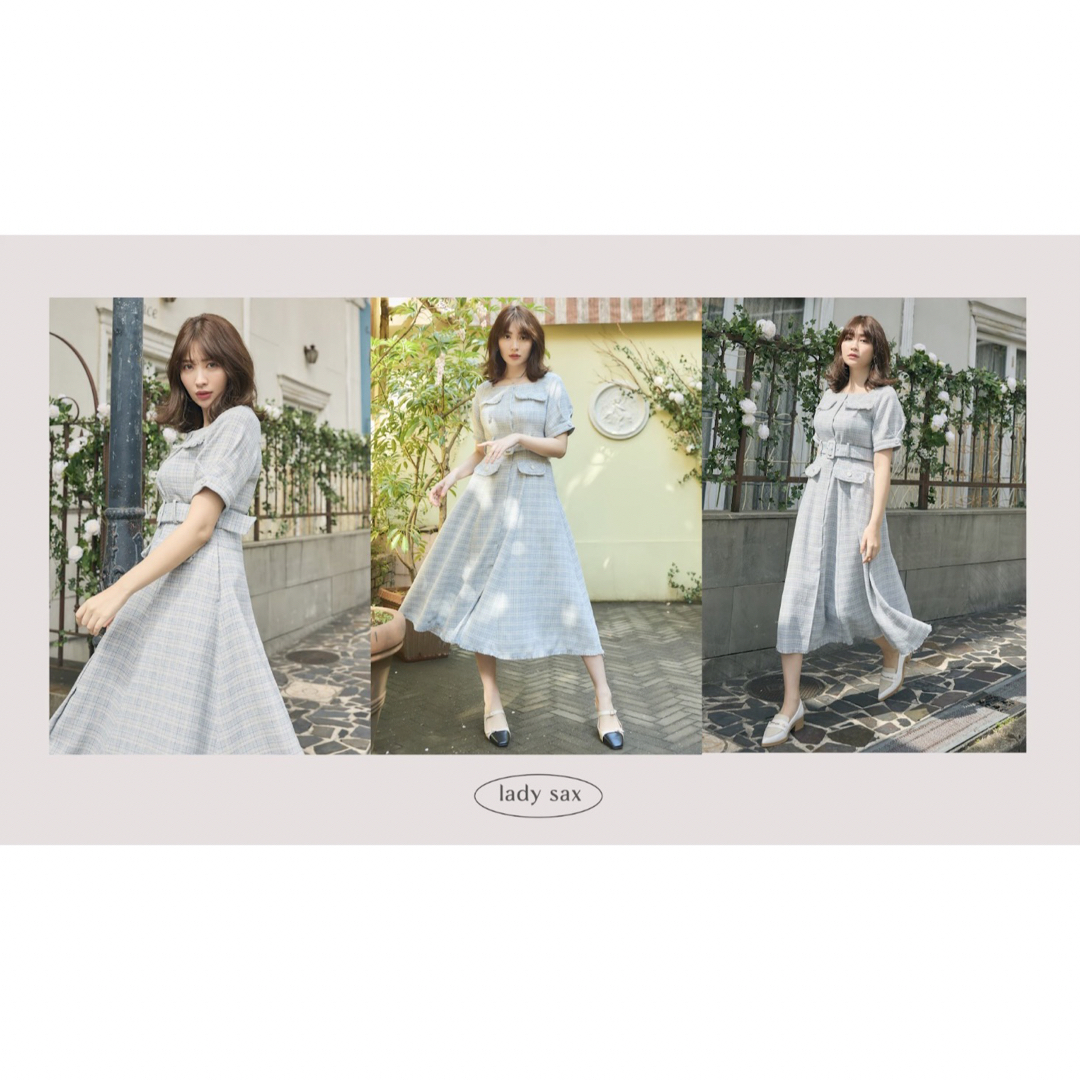 Herlipto Classic Tweed Belted Dress - ひざ丈ワンピース