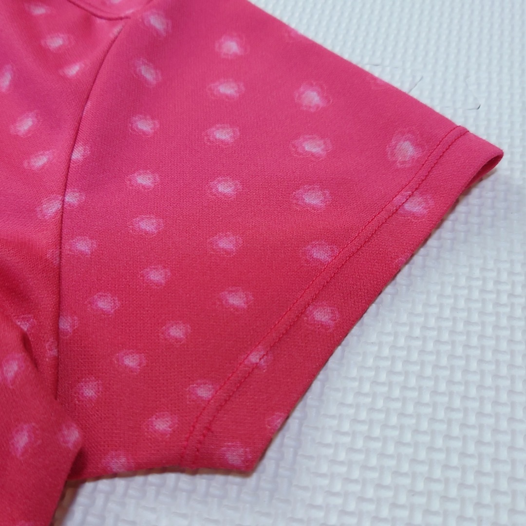 MIZUNO(ミズノ)のミズノゴルフ レディース 半袖ポロシャツ 大きいサイズ L ピンク 花柄プリント スポーツ/アウトドアのゴルフ(ウエア)の商品写真