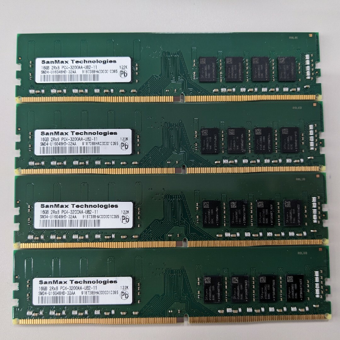 スマホ/家電/カメラデスクトップPC用DDR4メモリー 16GB4枚 PC4-3200AA