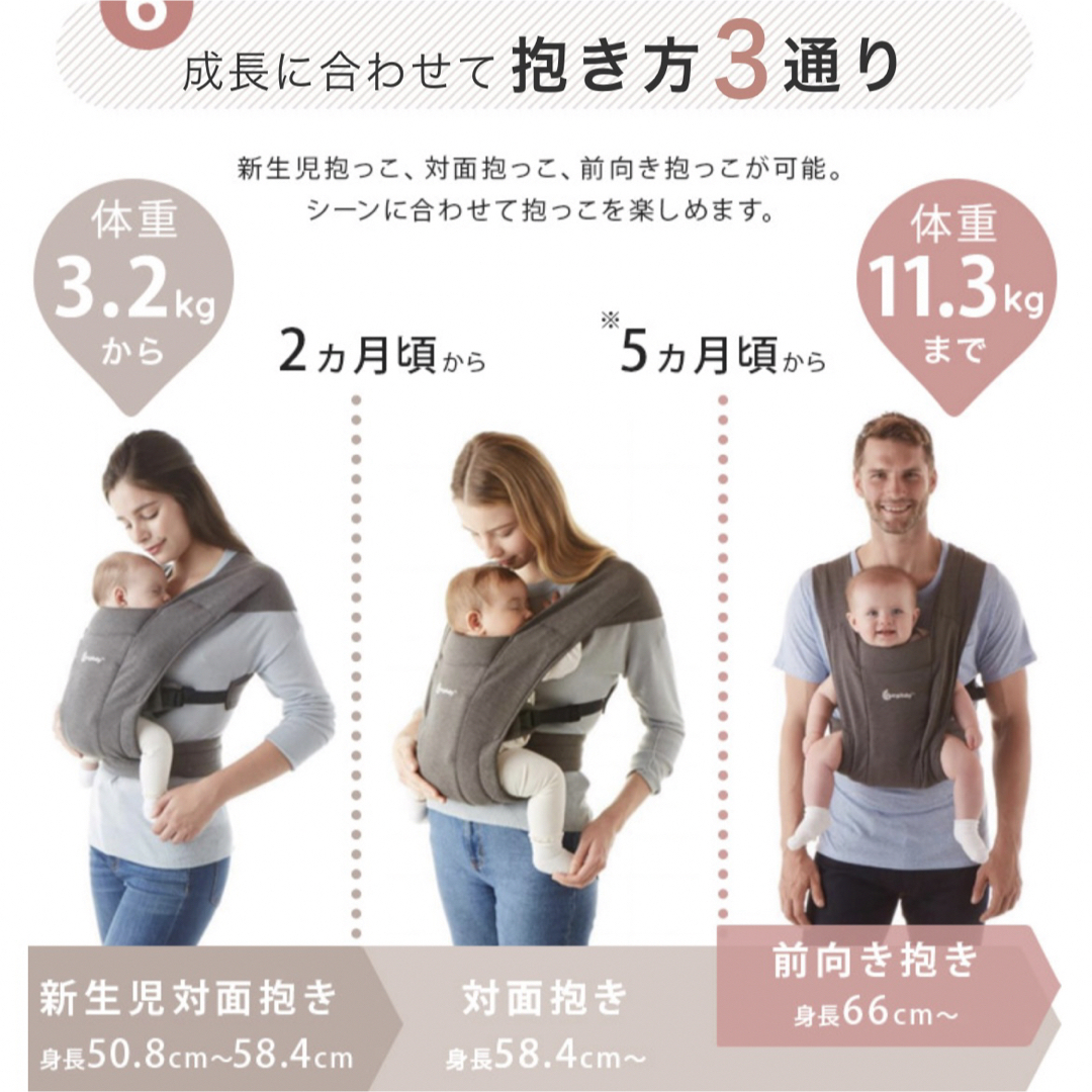 Ergobaby(エルゴベビー)のエルゴベビー　エンブレース(グレー) キッズ/ベビー/マタニティの外出/移動用品(抱っこひも/おんぶひも)の商品写真