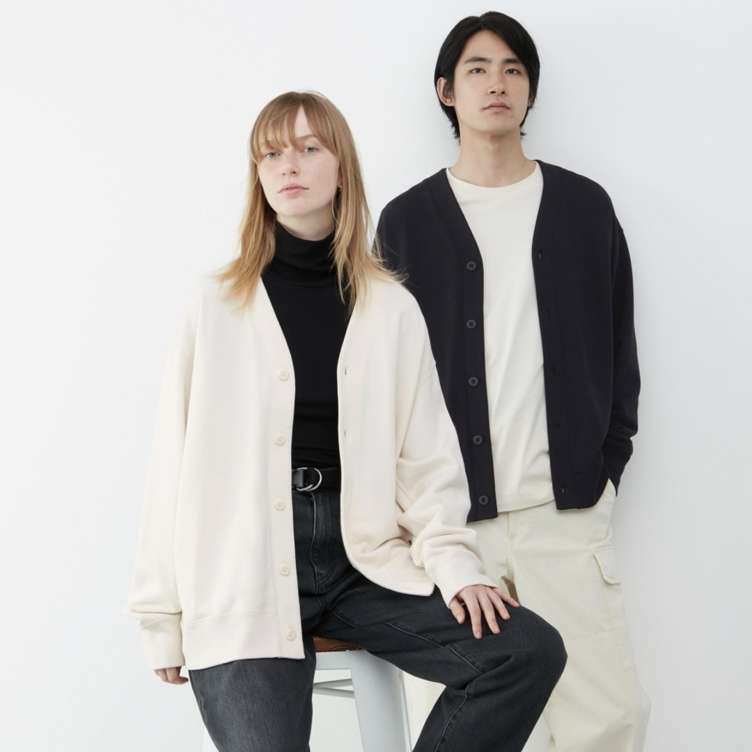 UNIQLO(ユニクロ)のUNIQLO スウェットカーディガンLオフホワイト メンズのトップス(カーディガン)の商品写真