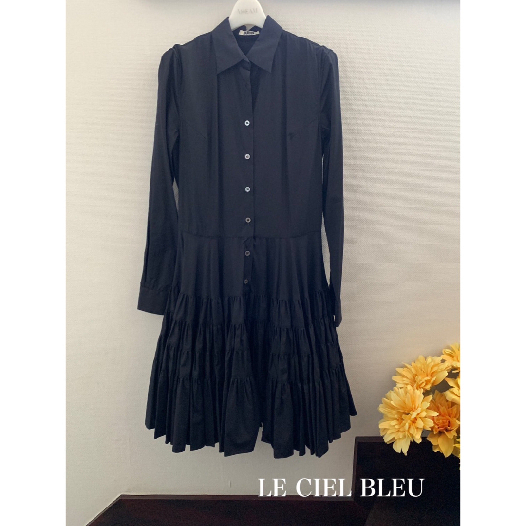 LE CIEL BLEU ラッフルスリーブドレス　オフホワイト