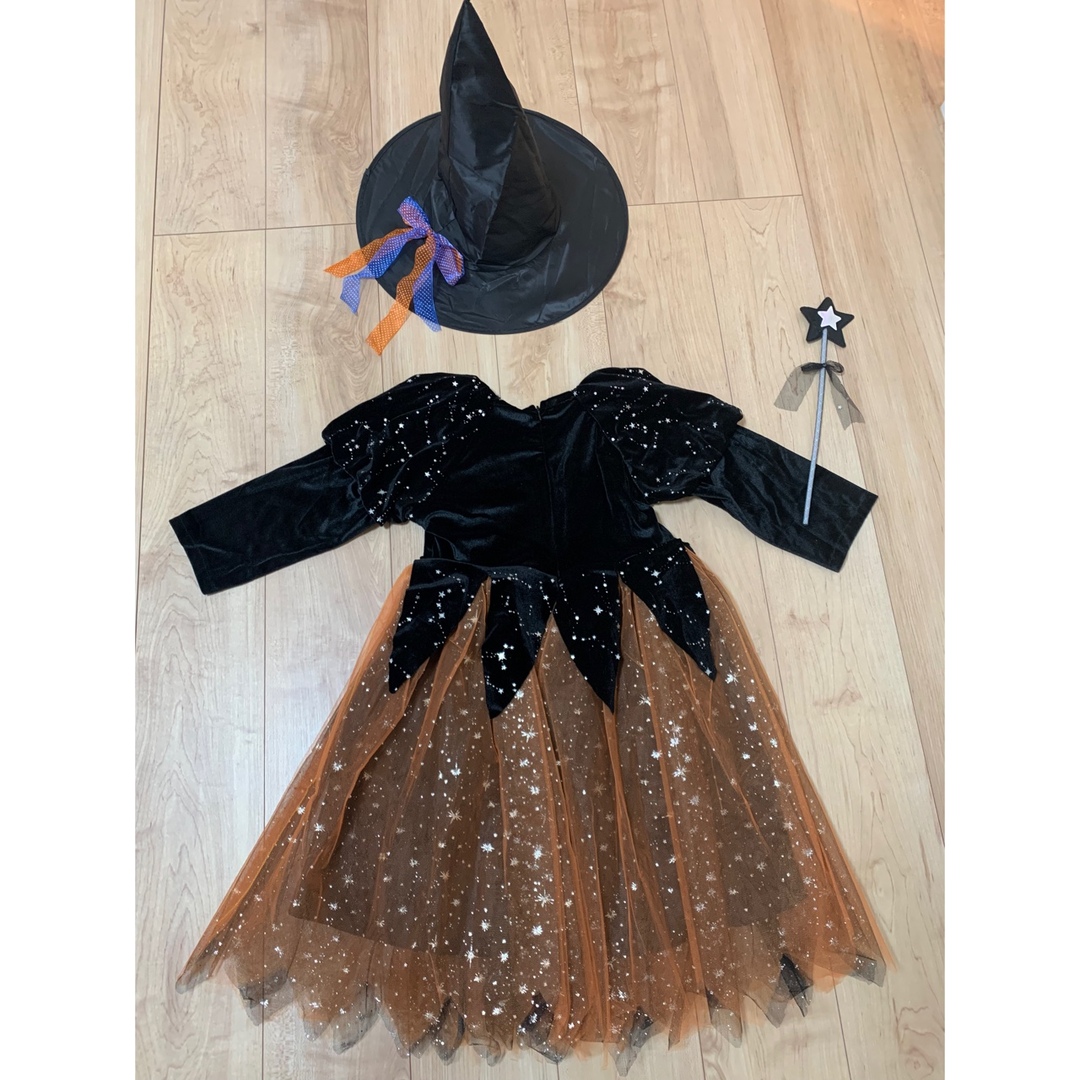  キッズ ハロウィン コスチューム ワンピース 魔女 仮装 140 キッズ/ベビー/マタニティのキッズ服女の子用(90cm~)(ワンピース)の商品写真