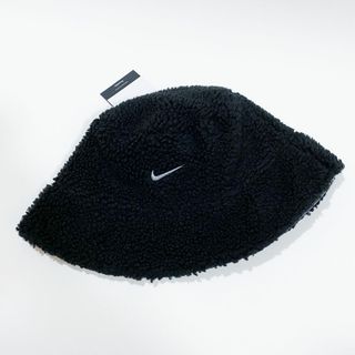 ナイキ(NIKE)のNIKE ナイキ ボア バケットハット リバーシブル ブラック 黒 グレー ML(ニット帽/ビーニー)