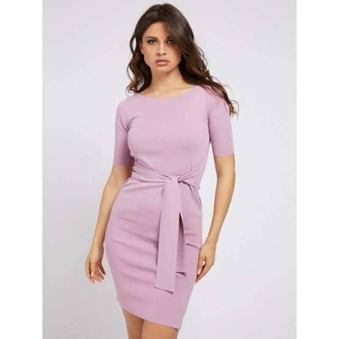 ゲス GUESS Rib Belted Dress （PINK DARLING） レディースのワンピース(ミニワンピース)の商品写真