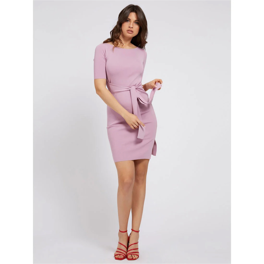 ゲス GUESS Rib Belted Dress （PINK DARLING） レディースのワンピース(ミニワンピース)の商品写真