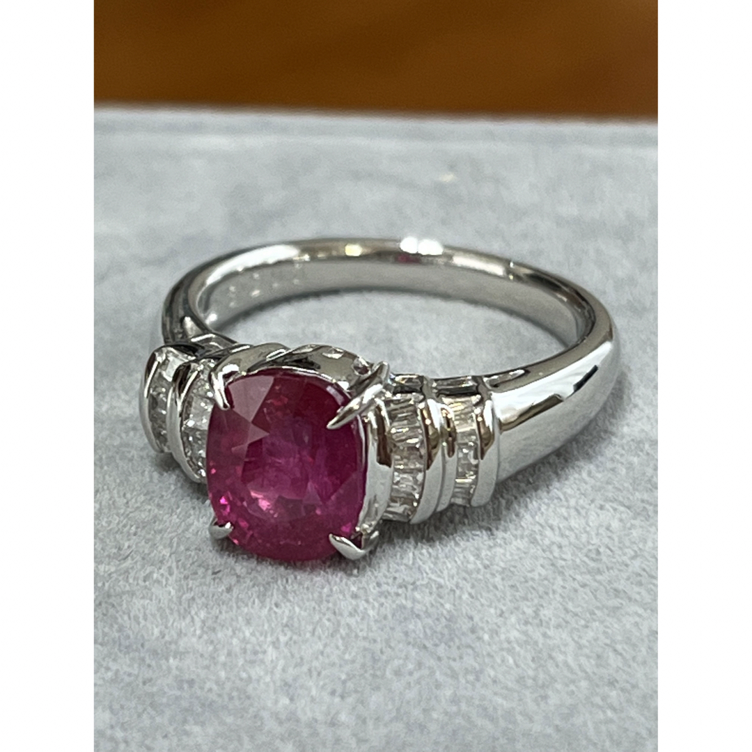 新品　非加熱ルビー　3.293ct   プラチナ900リング レディースのアクセサリー(リング(指輪))の商品写真