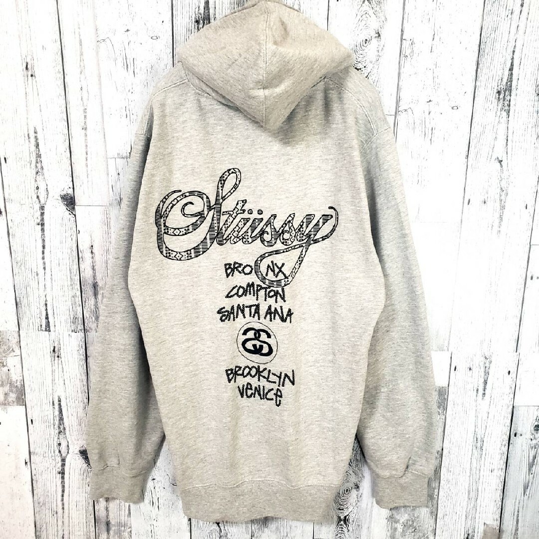 STUSSY(ステューシー)の【超希モデル霜降り】ステューシー ワールドツアー ジップパーカー ビッグロゴ М メンズのトップス(パーカー)の商品写真