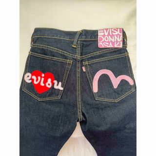 EVISU エヴィスドンナ パイル ピンクカモメ ハート デニムジーンズ W29