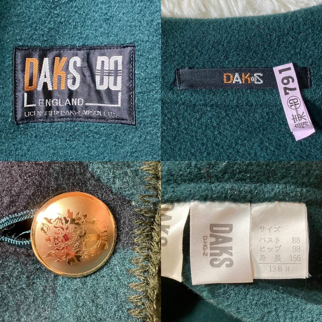 DAKS(ダックス)の美品 DAKS ウール テーラードジャケット 金ボタン チェック柄 13号 XL レディースのジャケット/アウター(テーラードジャケット)の商品写真