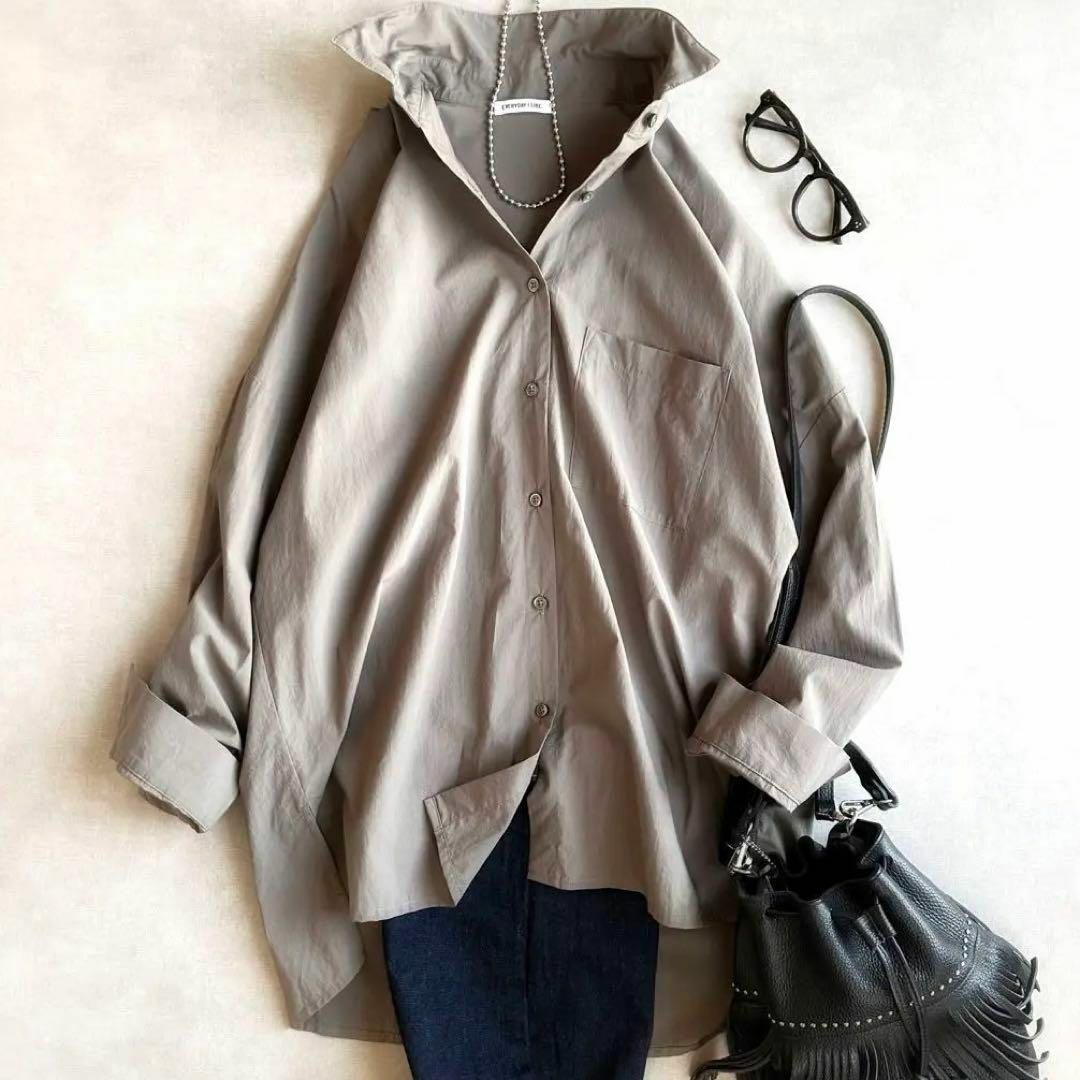 美品△Deuxieme Classe // ワイドシャツ△長袖シャツ ブラウン-
