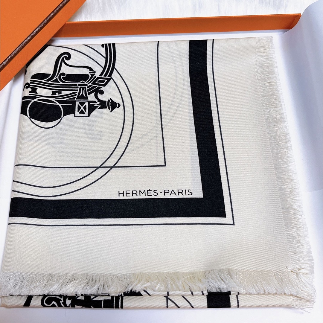 平野紫燿着用✨HERMES カレ80 フリンジ エクスリブリス